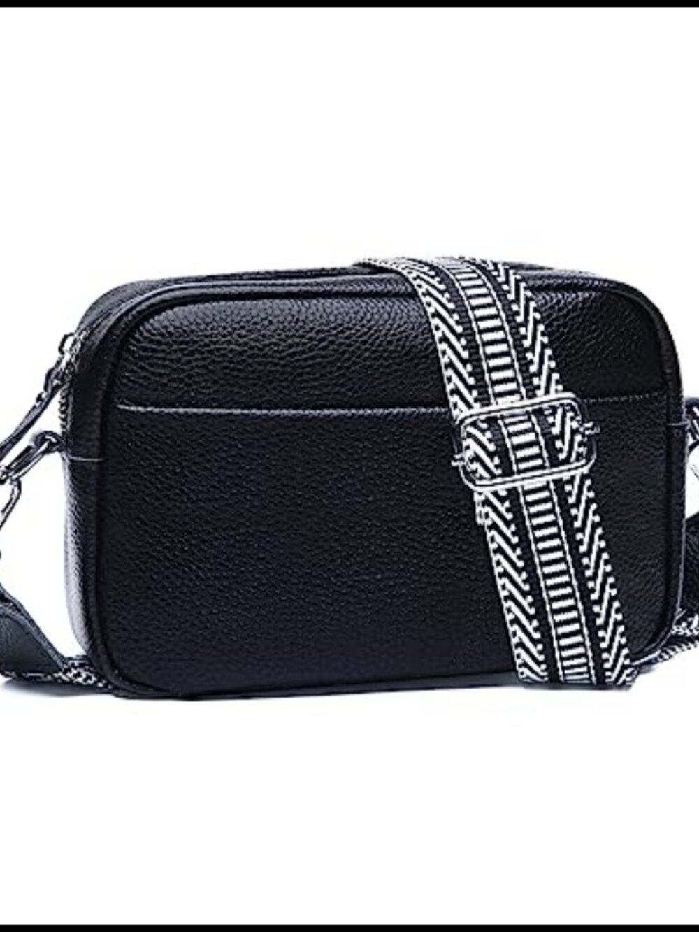 Genuine Leather Crossbody Bag RFID Wide Strap Women's Purse